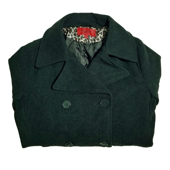 Excelled Womens Double-Breasted Faux-Wool Classic Peacoat Charcoal Sz. Small New - Picture 7 of 9